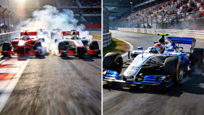 F1赛车比赛发车与超车瞬间回放